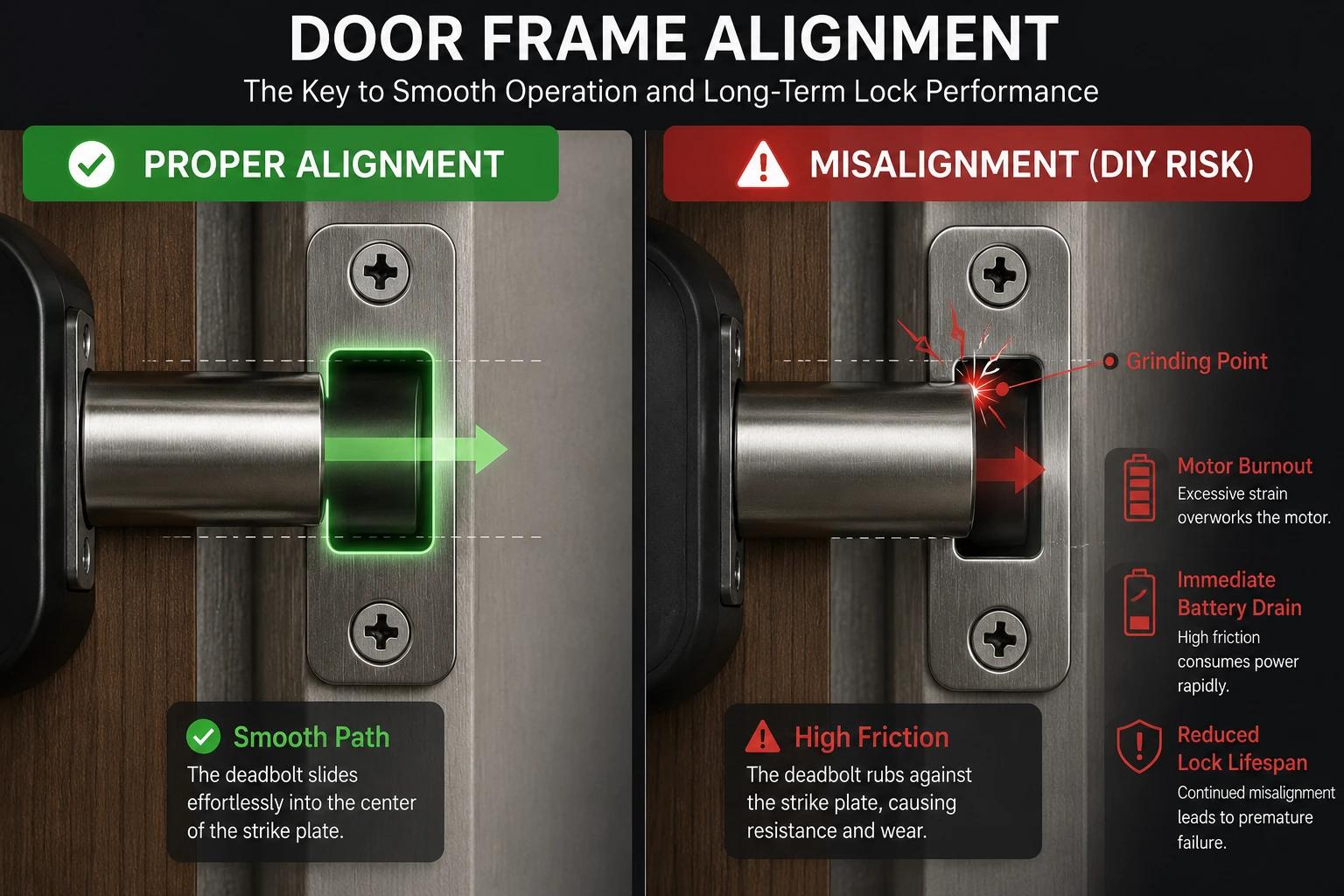 Correct and incorrect door alignment