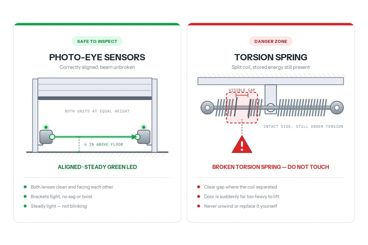 Sensor vs broken spring