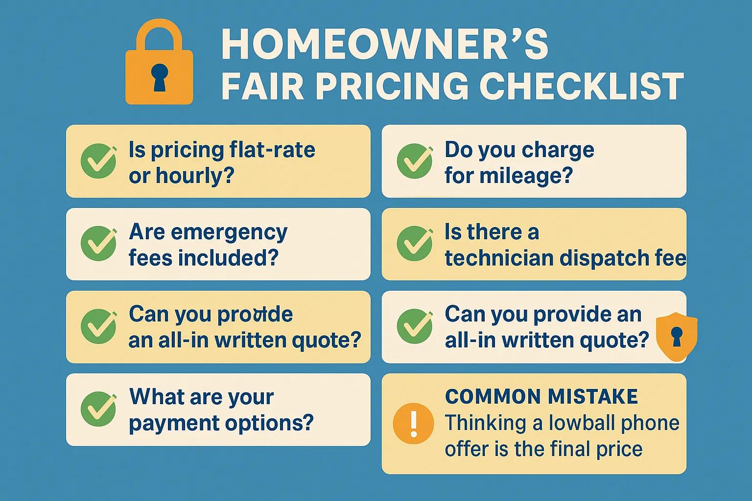 Checklist graphic with key questions to ask a locksmith