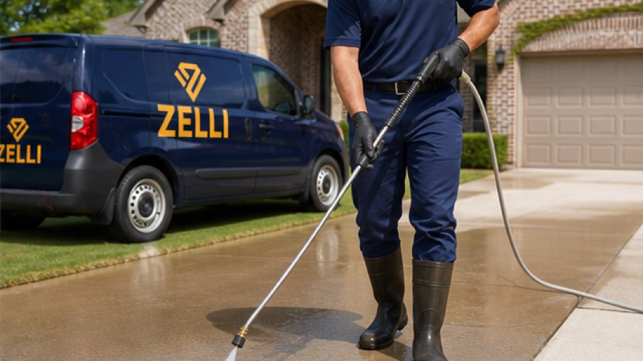 Driveway pressure washing