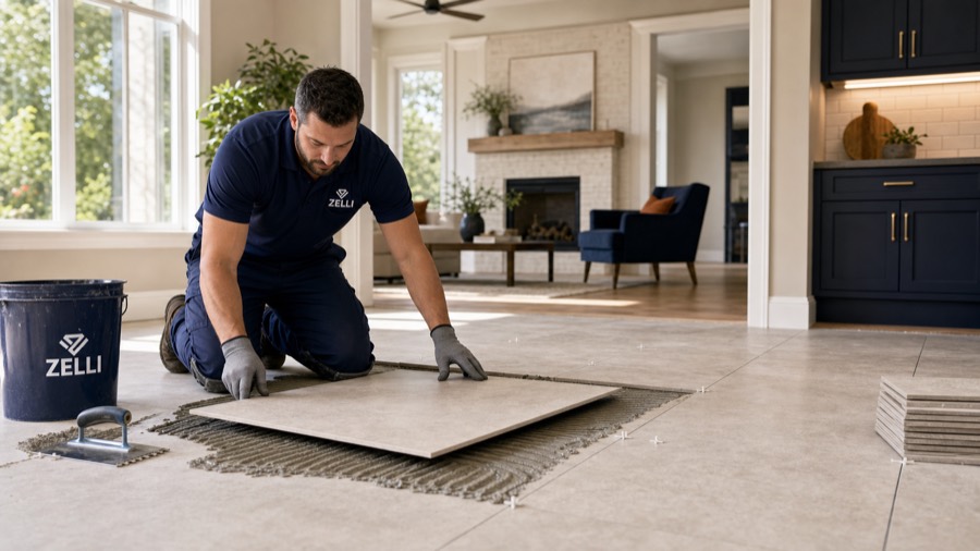 Ceramic or porcelain tile installation