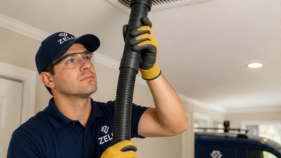 Single-story gutter cleaning